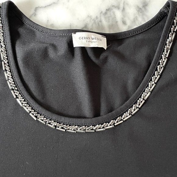Gerry Weber Collection round neck black jersey w/ bead detail -Size 10 - Picture 2 of 10